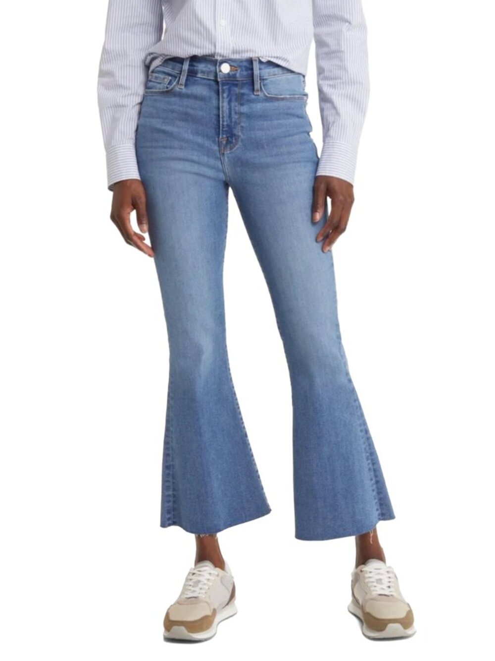 FRAME Le Crop Mini Boot Jeans Raw Hem Flare 28 Morning Blue LCFRA291 - Picture 5 of 14